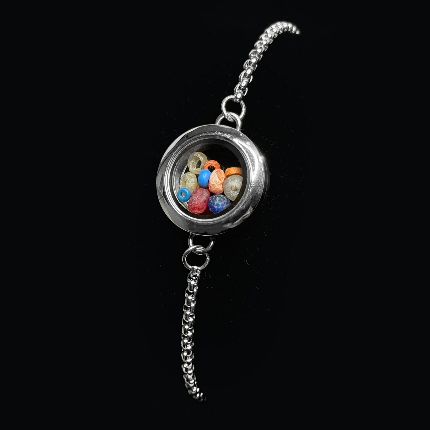 *** NEW YEAR Sale*** Romano Egyptian Beads Bracelet in Chrome-plated setting (Circa 100 BC)