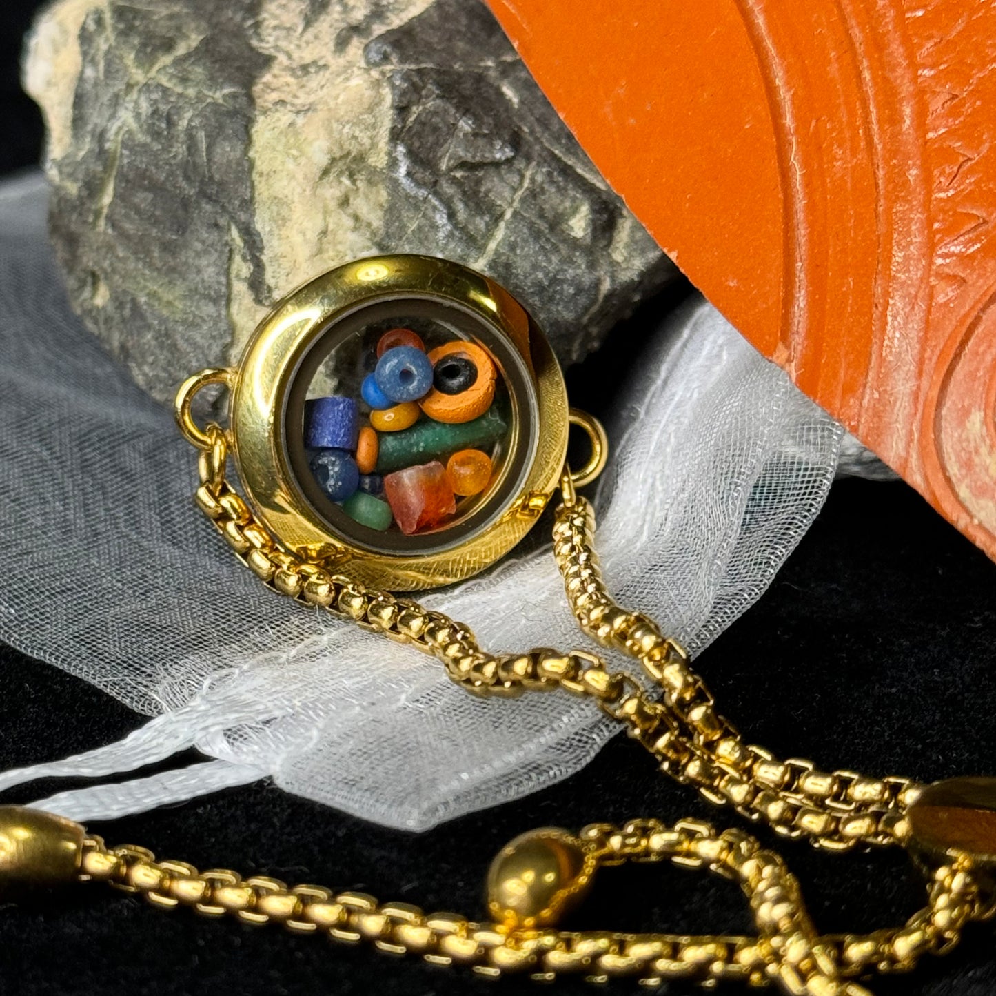 *** NEW YEAR Sale*** Romano Egyptian Beads Bracelet in Gold-plated setting (Circa 100 BC)