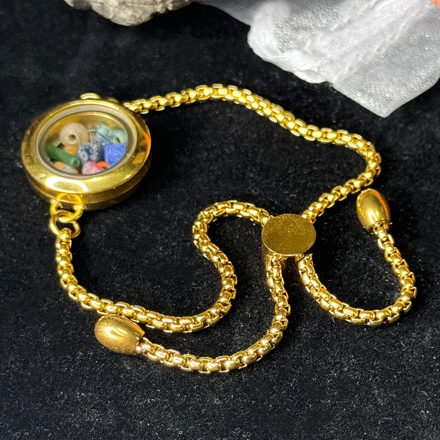 *** NEW YEAR Sale*** Romano Egyptian Beads Bracelet in Gold-plated setting (Circa 100 BC)
