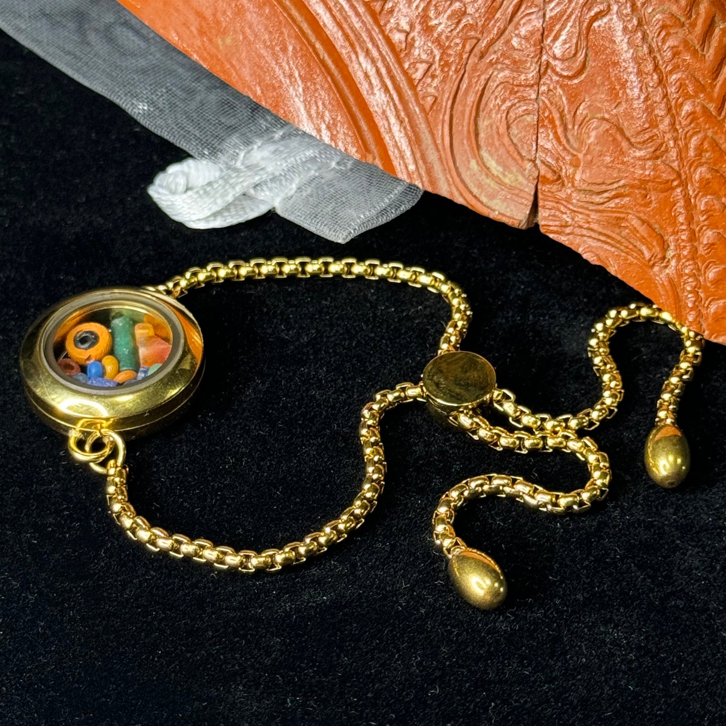 *** NEW YEAR Sale*** Romano Egyptian Beads Bracelet in Gold-plated setting (Circa 100 BC)
