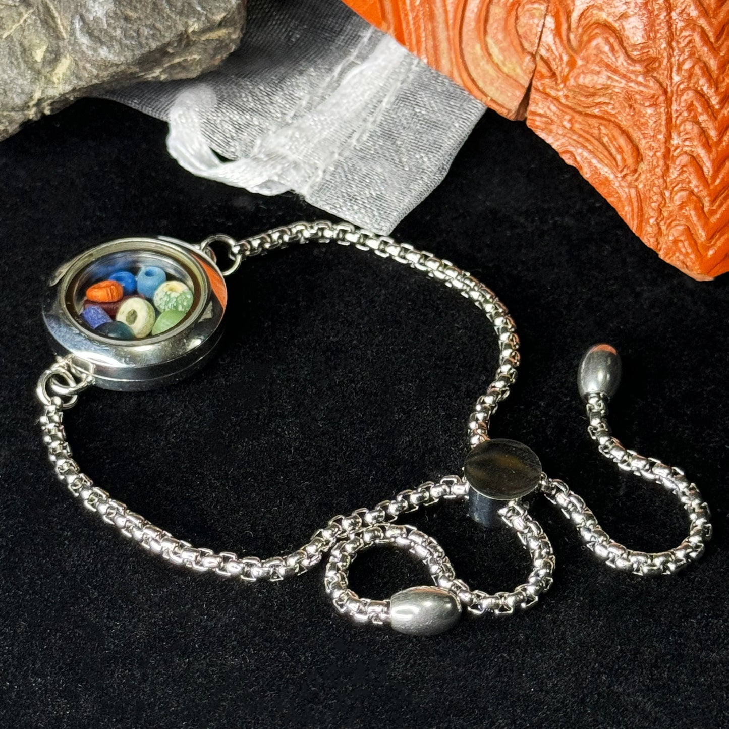 *** NEW YEAR Sale*** Romano Egyptian Beads Bracelet in Chrome-plated setting (Circa 100 BC)