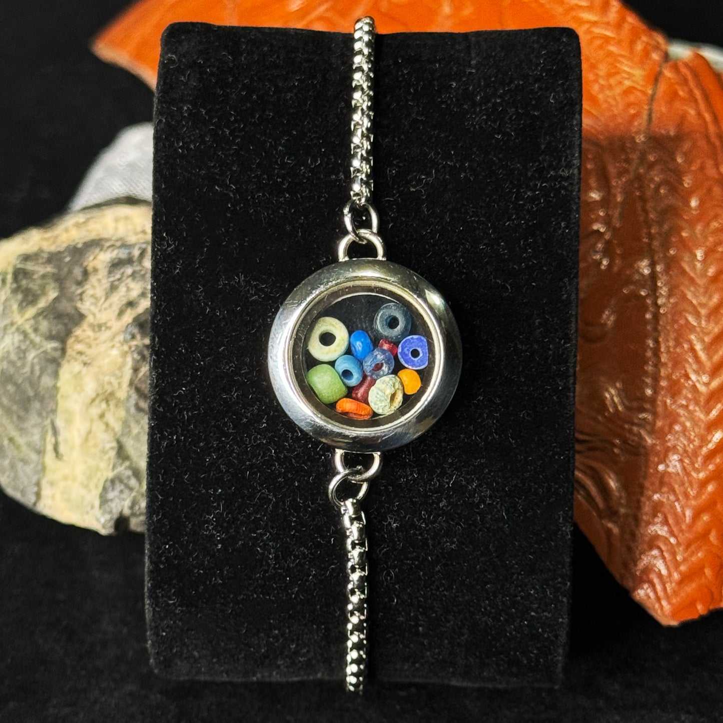 *** NEW YEAR Sale*** Romano Egyptian Beads Bracelet in Chrome-plated setting (Circa 100 BC)