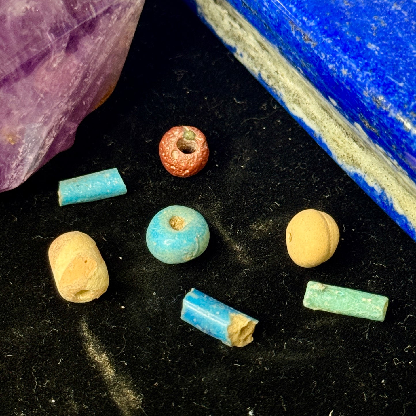 7 Ancient Egyptian Faience & other Beads (1000 B.C.) – Late New Kingdom to Third Intermediate Period