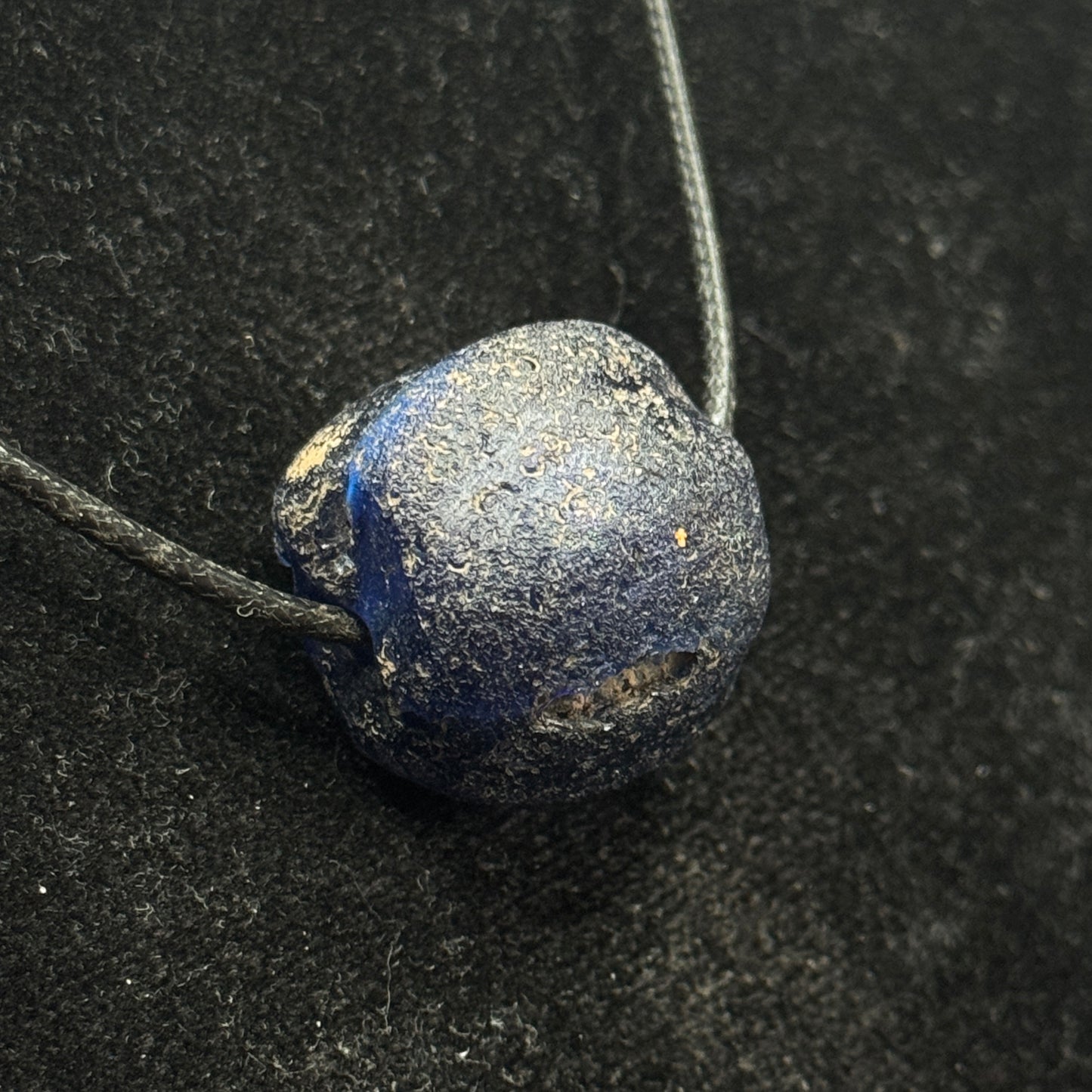 Ancient Roman Pomegranate Cobalt Blue Glass Bead (200 B.C. - 50 A.D.)