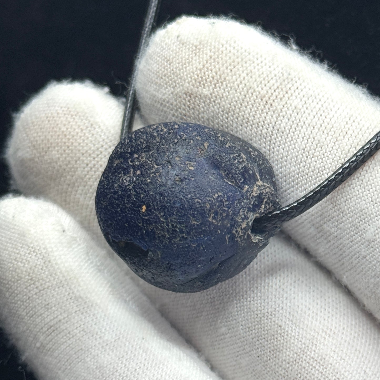 Ancient Roman Pomegranate Cobalt Blue Glass Bead (200 B.C. - 50 A.D.)