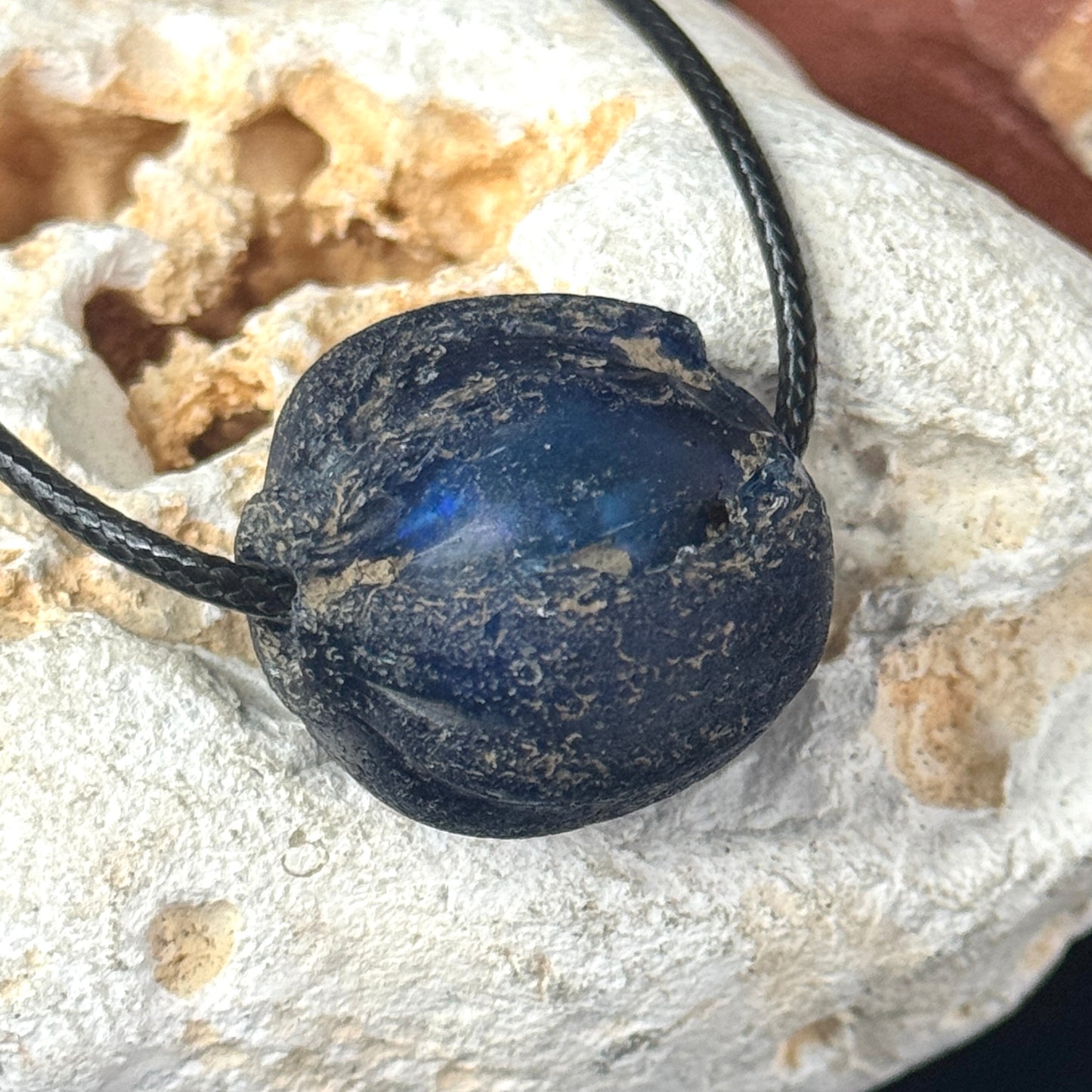 Ancient Roman Pomegranate Cobalt Blue Glass Bead (200 B.C. - 50 A.D.)