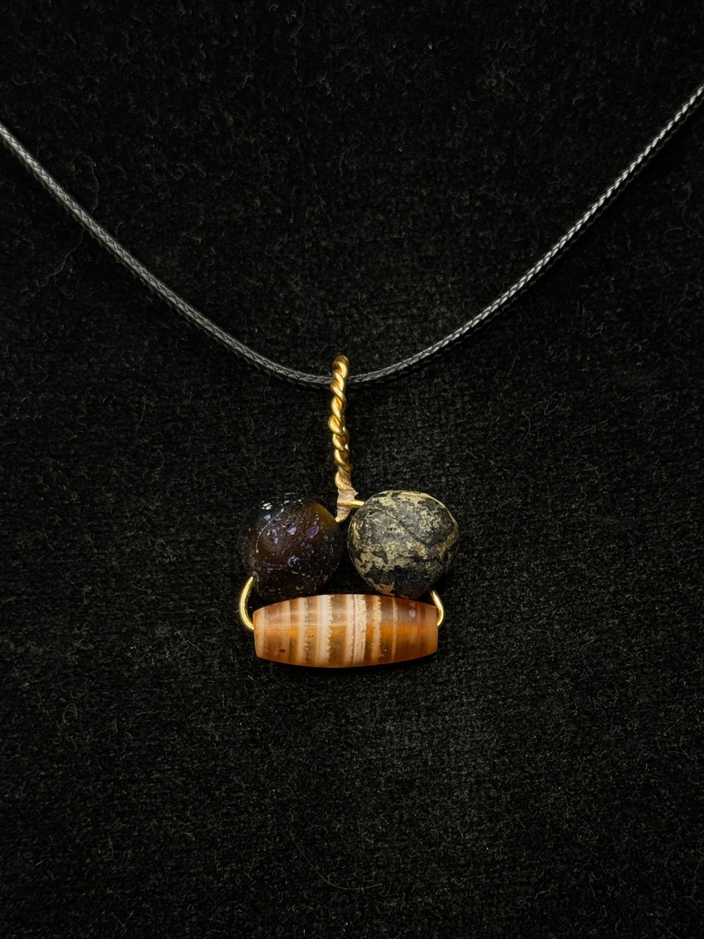 Ancient Roman Glass and Agate Pristine condition Beads Necklace – ca. 1st–3rd Century AD