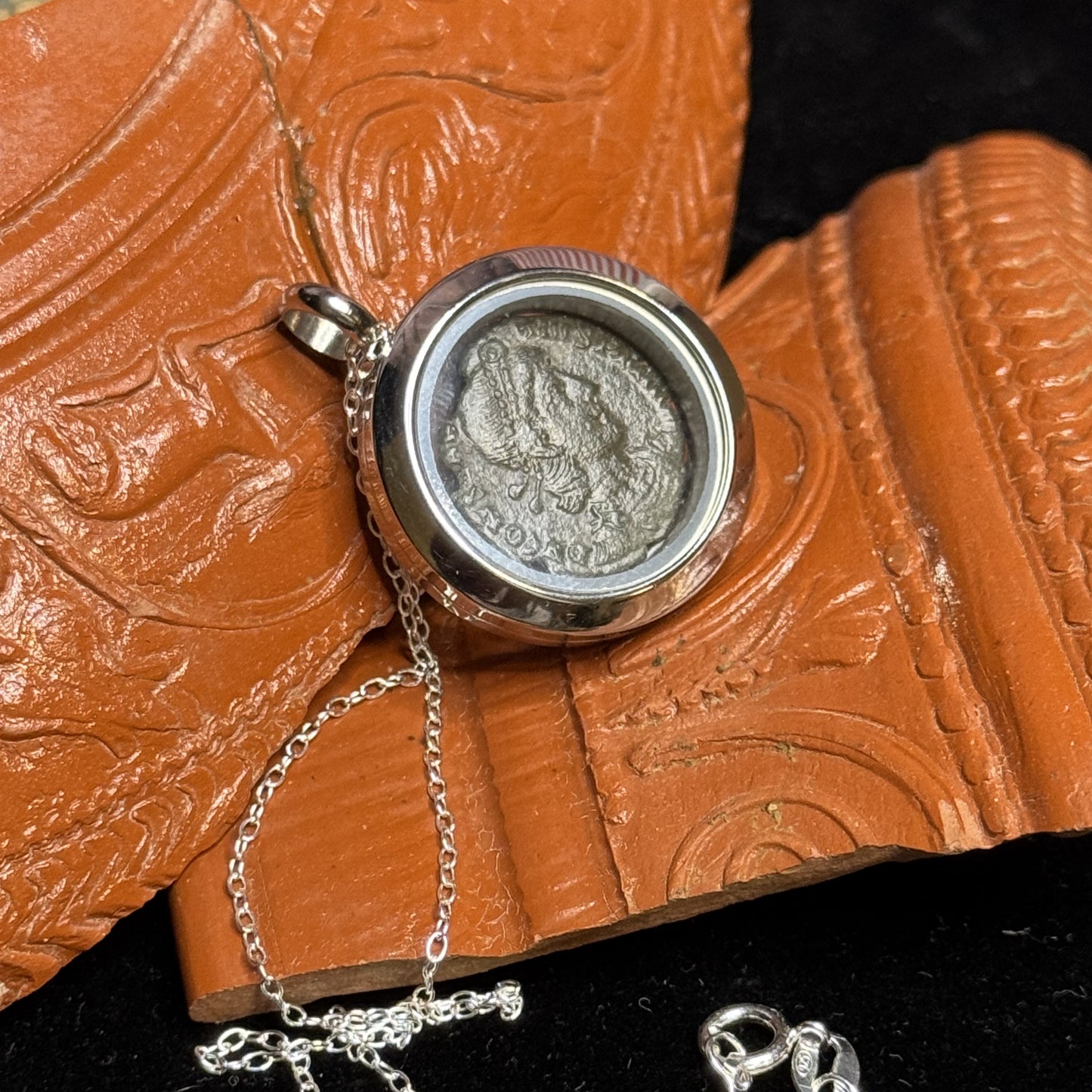 Constantius II AE 17.5mm Sterling Silver 925 Chain Coin Pendant – Roman Imperial Era (235–476 AD)