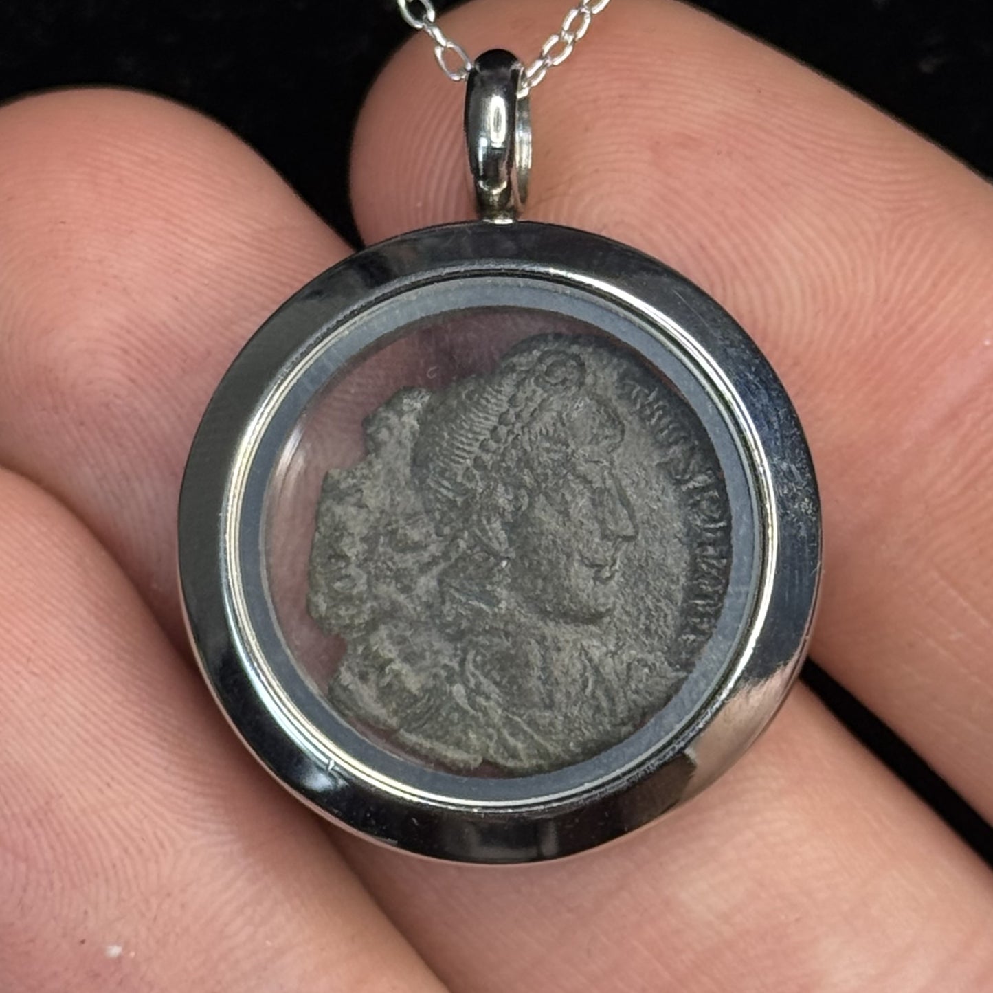 Constantius II AE 17.5mm Sterling Silver 925 Chain Coin Pendant – Roman Imperial Era (235–476 AD)