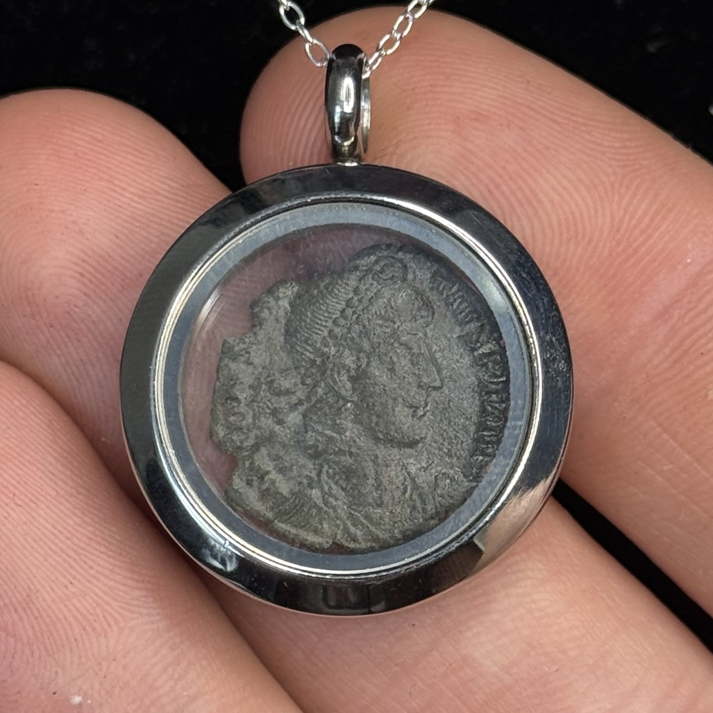 Constantius II AE 17.5mm Sterling Silver 925 Chain Coin Pendant – Roman Imperial Era (235–476 AD)
