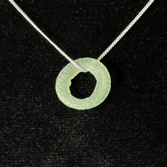 Ancient Roman Glass Bead Necklace on Sterling Silver Chain (200 B.C. - 50 A.D.)