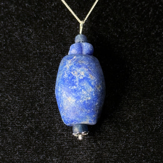 Large Ancient Egyptian Lapis Lazuli and Glass Beads Necklace on Sterling Silver (1000 B.C.) – Late New Kingdom to Third Intermediate Period