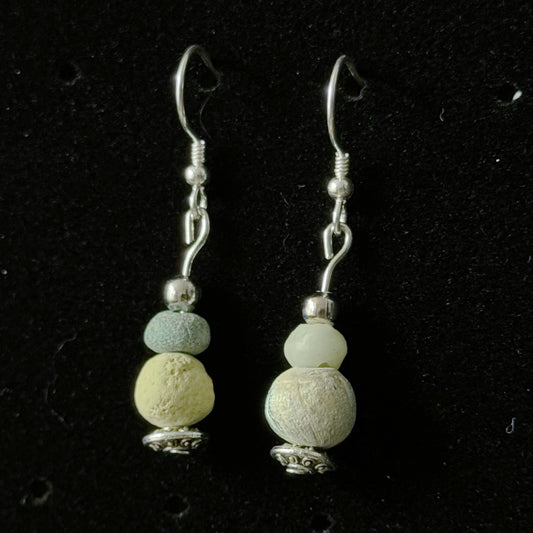 Ancient Egyptian Bead Earrings (Sterling Silver)