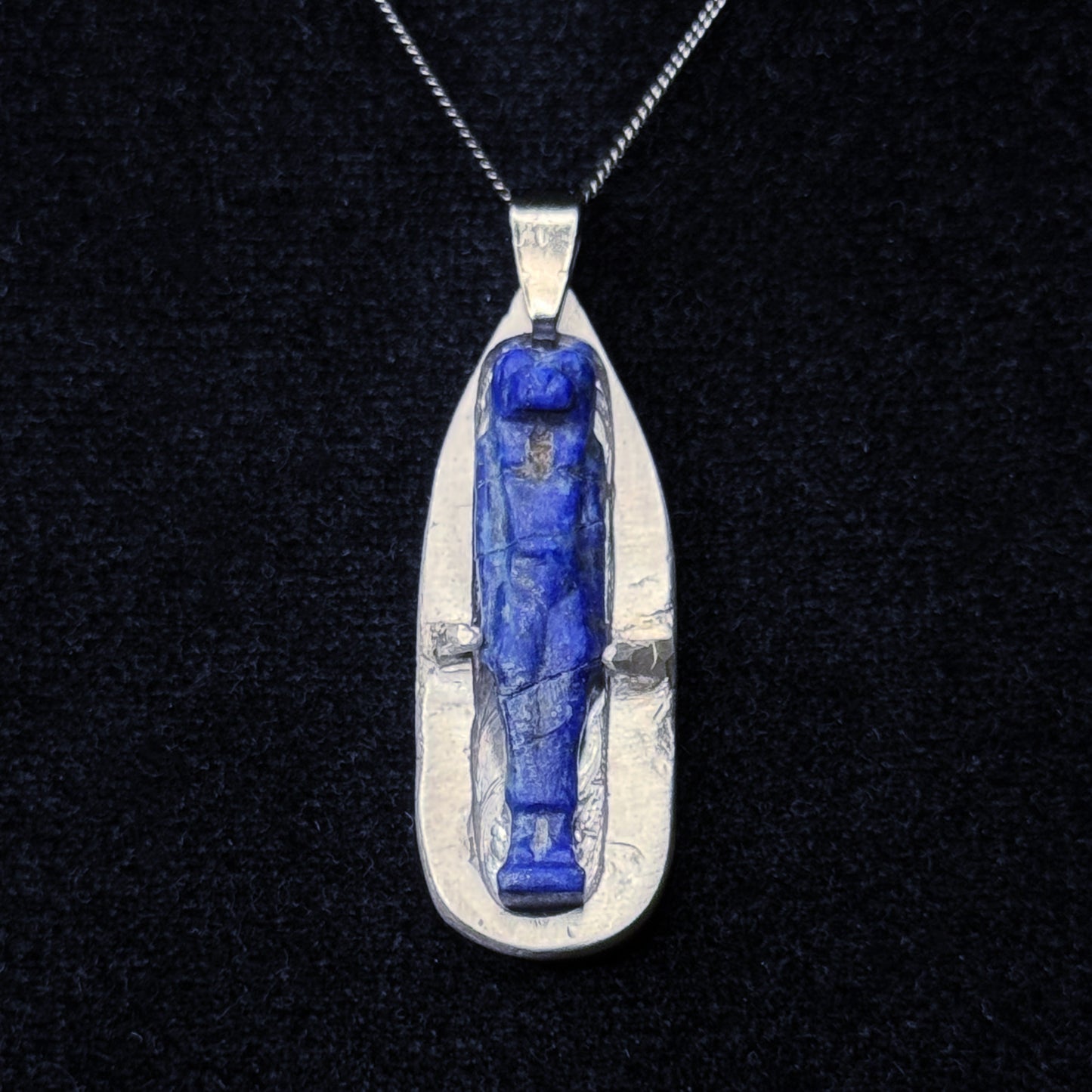 Ancient Egyptian Bastet Goddess Amulet In Silver Setting (c. 664-332 B.C.,)