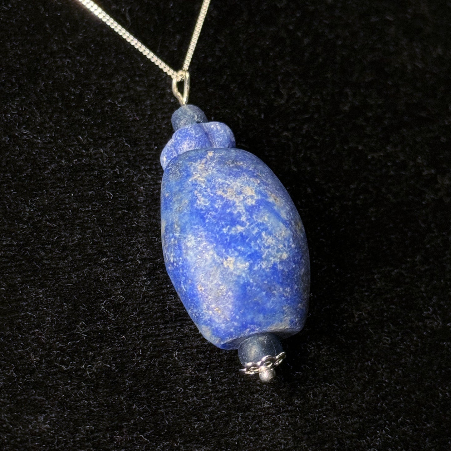 Large Ancient Egyptian Lapis Lazuli and Glass Beads Necklace on Sterling Silver (1000 B.C.) – Late New Kingdom to Third Intermediate Period