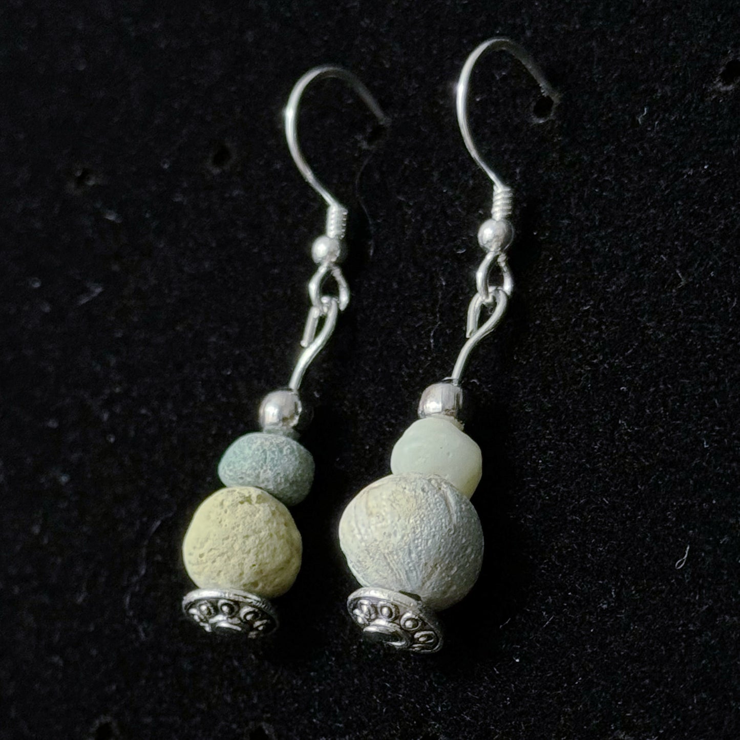 Ancient Egyptian Bead Earrings (Sterling Silver)