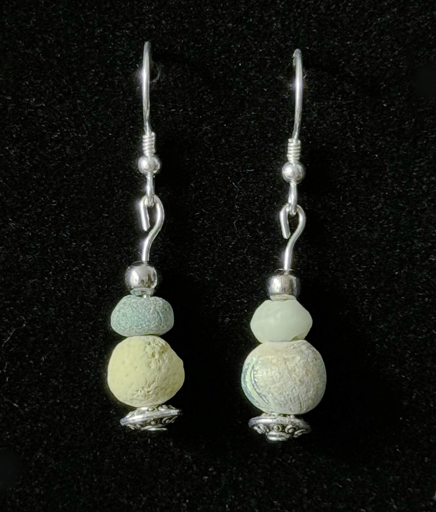 Ancient Egyptian Bead Earrings (Sterling Silver)