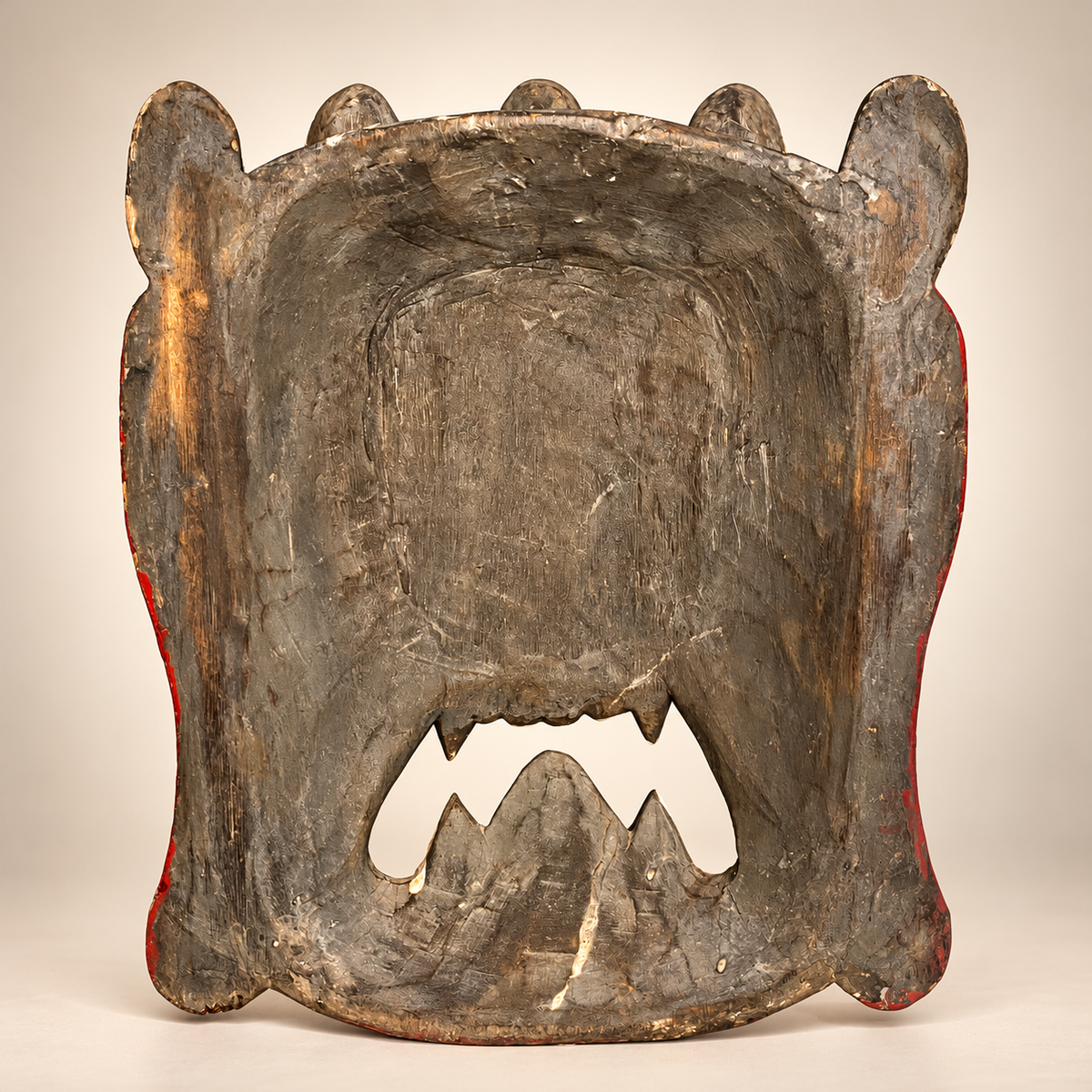 Himalayan Tibetan Wrathful Deity Wooden Mask – Hand-Carved and Polychrome