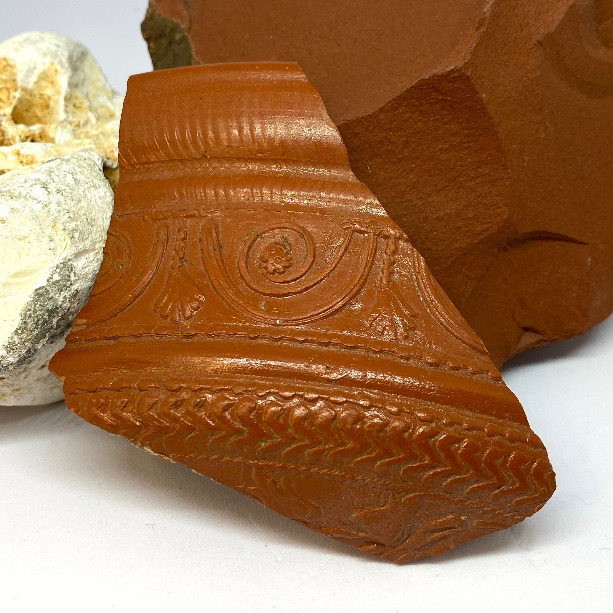Ancient Roman Terra Sigillata (Samian Ware) Bowl Fragment with Rabbit – 1st–2nd Century AD