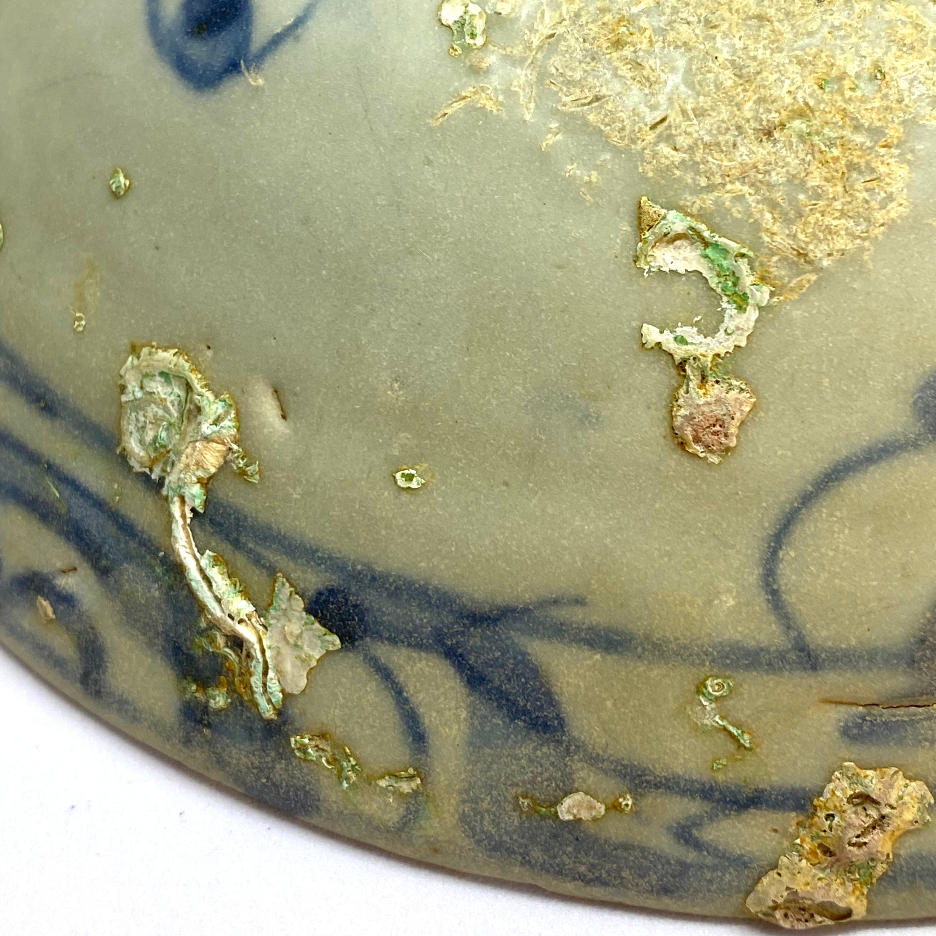 Shipwreck Nguyễn Dynasty Blue-and-White Porcelain Bowl with Floral Motif — ca. Early 19th Century