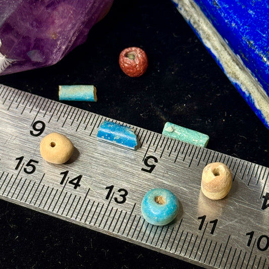 7 Ancient Egyptian Faience & other Beads (1000 B.C.) – Late New Kingdom to Third Intermediate Period
