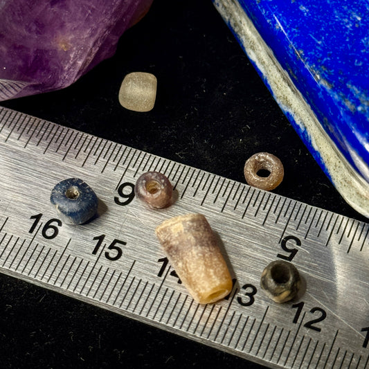 6 Ancient Roman Glass & Stone Beads (1st–3rd Century A.D.)