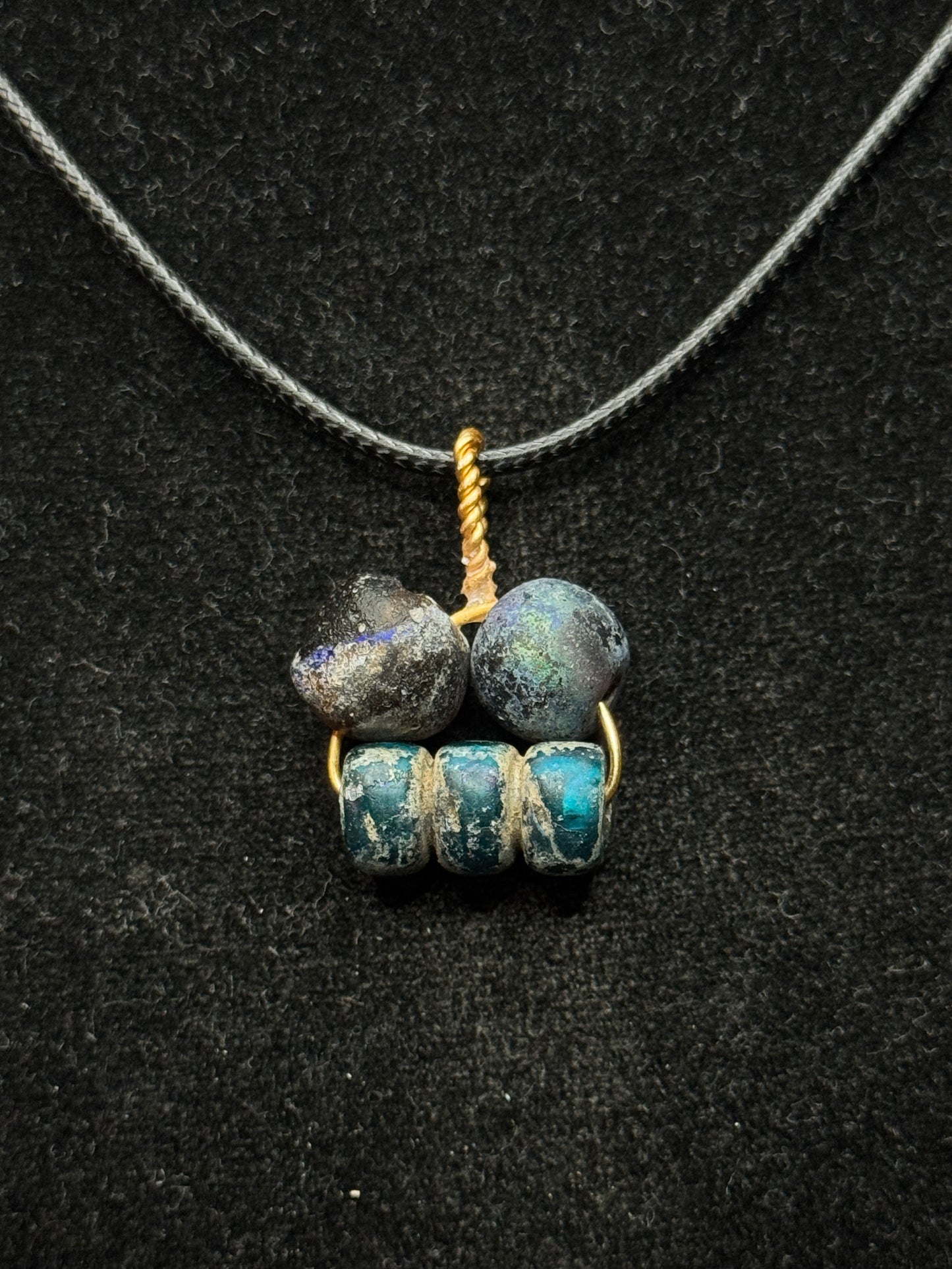 Ancient Roman, Republic Glass Ancient Roman Glass Beads Necklace – ca. 1st–3rd Century AD