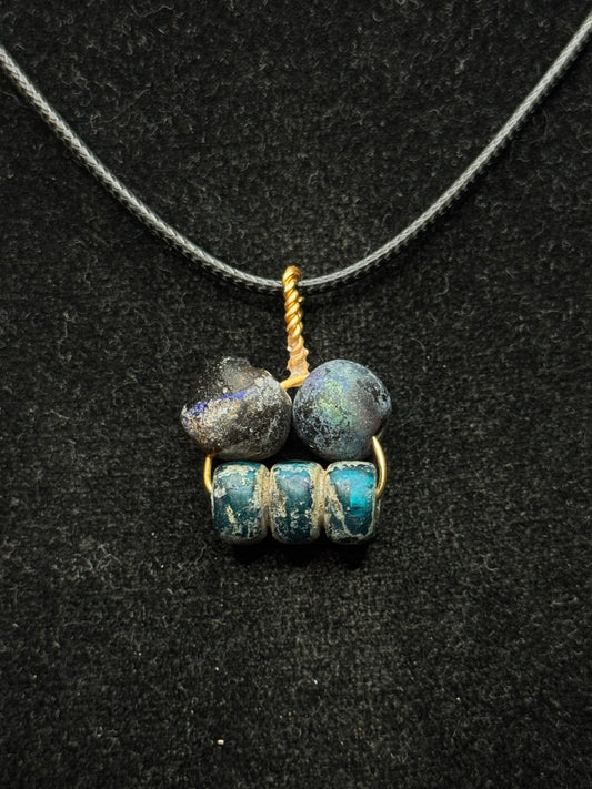 Ancient Roman, Republic Glass Ancient Roman Glass Beads Necklace – ca. 1st–3rd Century AD