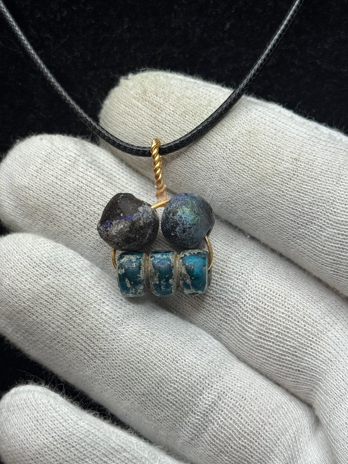 Ancient Roman, Republic Glass Ancient Roman Glass Beads Necklace – ca. 1st–3rd Century AD