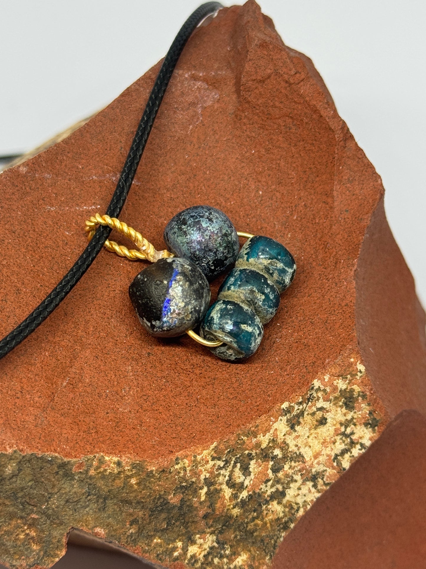 Ancient Roman, Republic Glass Ancient Roman Glass Beads Necklace – ca. 1st–3rd Century AD