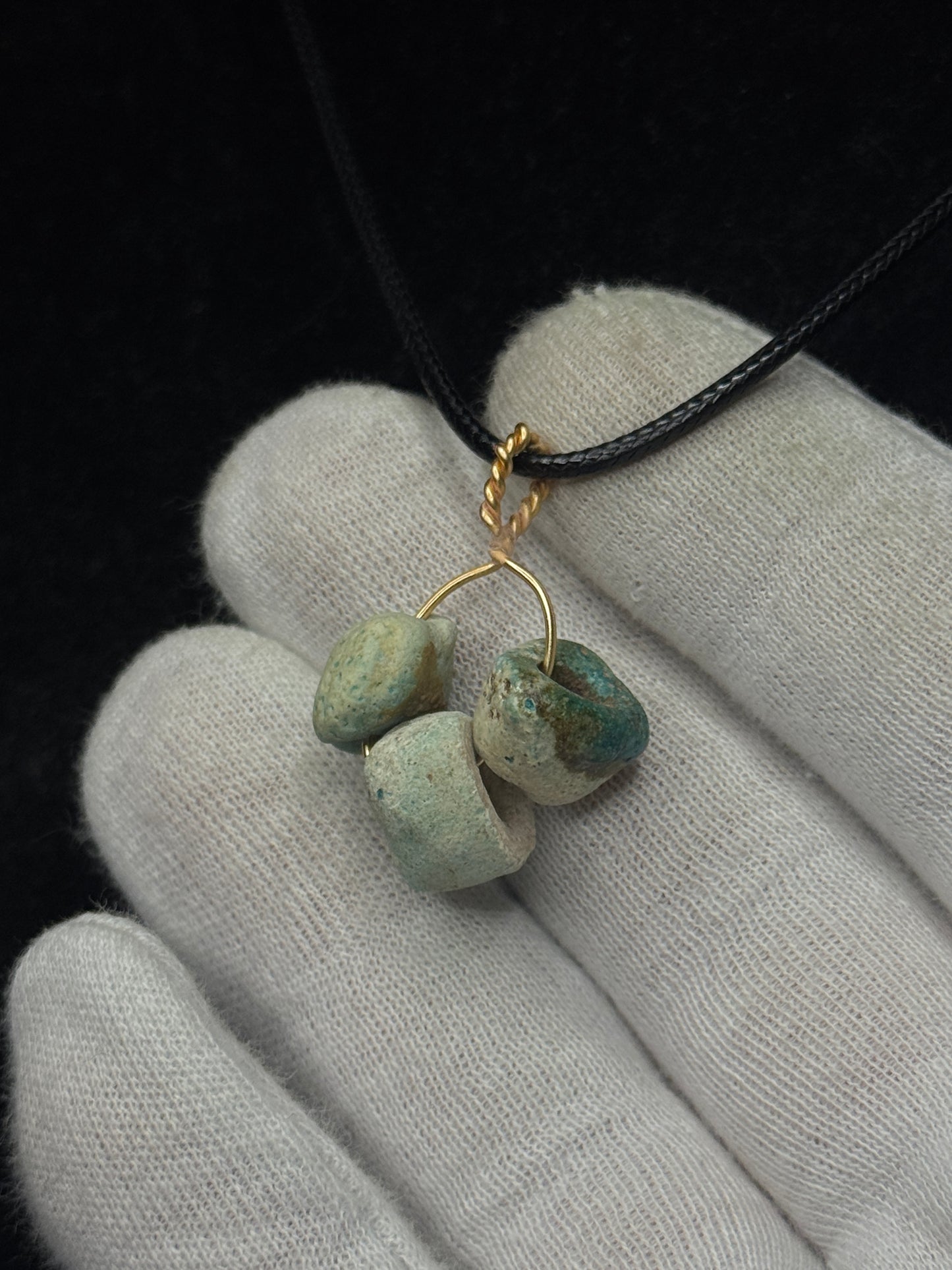 Ancient Egyptian Fainece Bead Necklace : (Roman Period, 1550 B.C.-332A.D.)