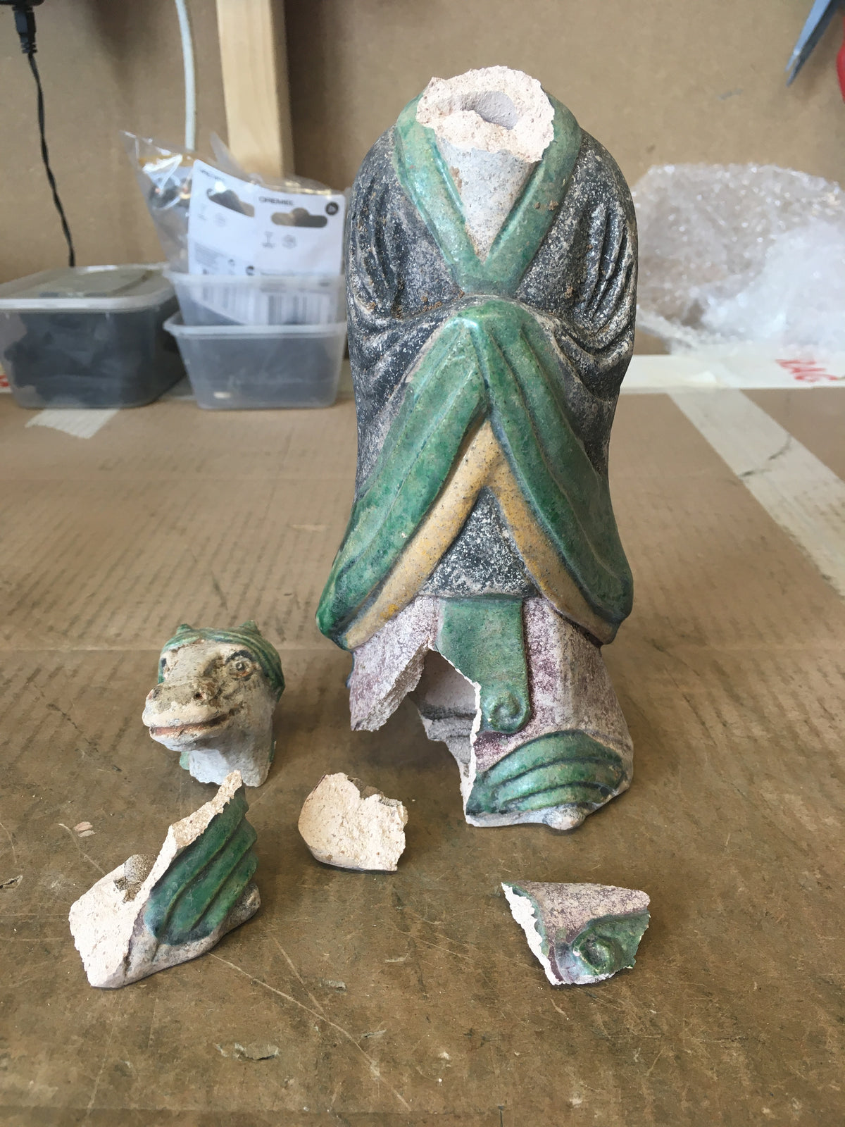 Restored artwork before restoration