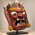 Himalayan Tibetan Wrathful Deity Wooden Mask – Hand-Carved and Polychrome